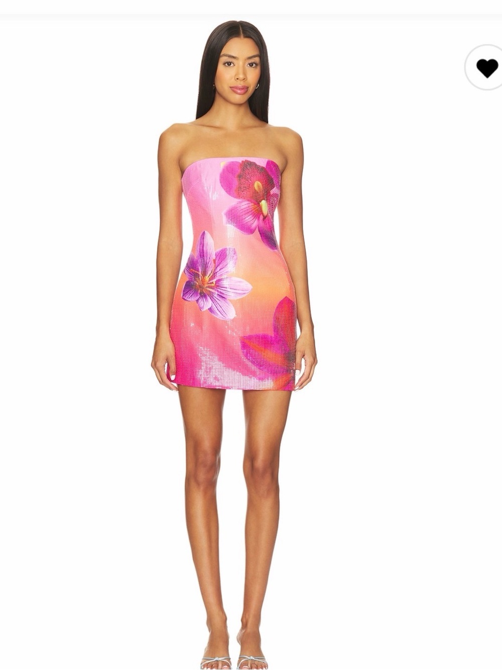 Ibiza Mini Dress in Cosmo Ombre - Pink Floral Strapless Dress